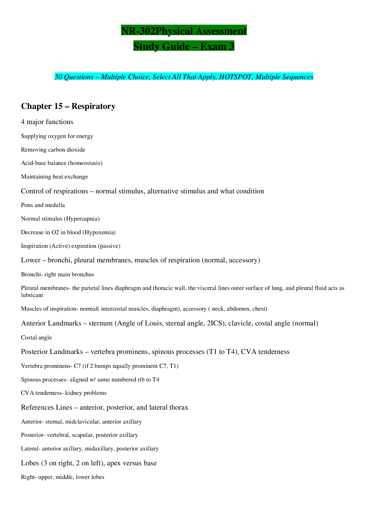 Preview of NR 302 Exam 3 Study Guide